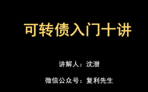 沈潜：2021年可转债入门十讲